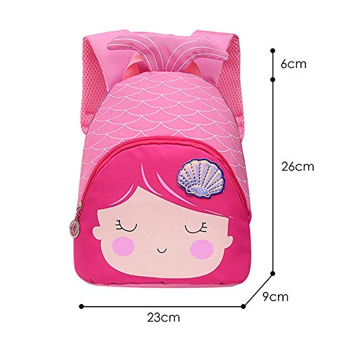 3D Animal Children School Backpack for Girls Mermaid Backpack and Animal Preschool Backpack Childrens for Toddlers (Pink-Rose Hair)