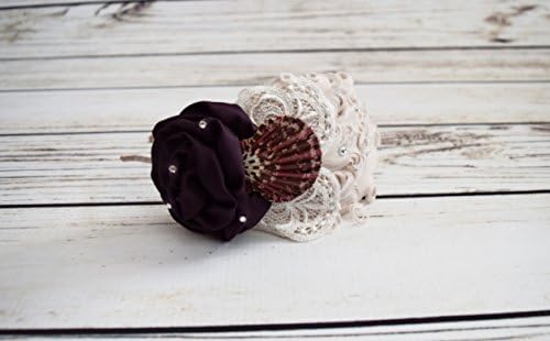 Handcrafted Seashell Headband - Plum Champagne Cream - Adult Headband - Flapper Girl Headpiece - Fancy Headband - 1920s Womens Accessory