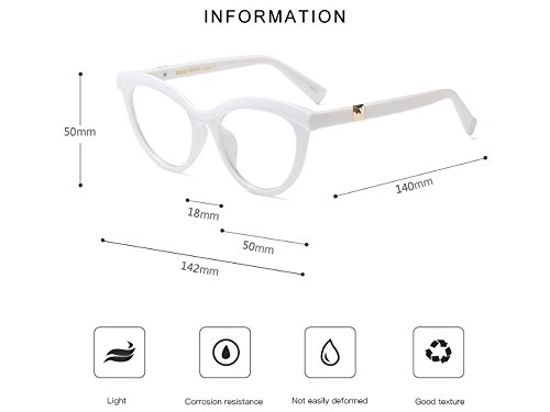 Allt Vintage Cat Eye Optical Eyewear Half Tinted Frame Mod Eyeglasses with Clear Lenses For Women (White)