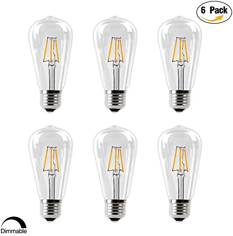 IMINOVO Edison LED Bulb, Dimmable 4W ST64 LED Bulb Cage Filament Light For Decorate Home, E26, 3200K, Warm White, Pack of 6