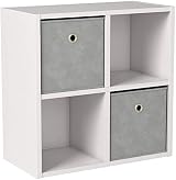 Home Source 60cm 4 Shelf Storage Cube Bookcase White Sonoma Oak Finish view 5