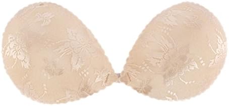 Doress Self Adhesive Invisible Bra Push up Padded Bra 3 Colors Women Lace Flowers Self Adhesive Bra Khaki C