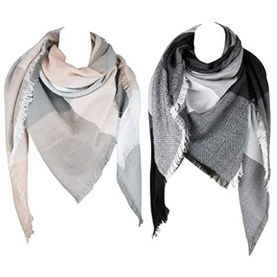 VIVIAN & VINCENT 2 Pack of Soft Classic Luxurious Blanket Tartan Square Scarf Wrap VIVIAN & VINCENT 2 Pack of Soft Classic Luxurious Blanket Tartan Square Scarf Wrap