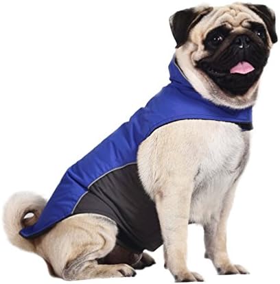 Dog Cold Weather Coat Waterproof 100% Polyester- Fleece Lined Reflective Velcro Closure Pet Jackets Rain Coat