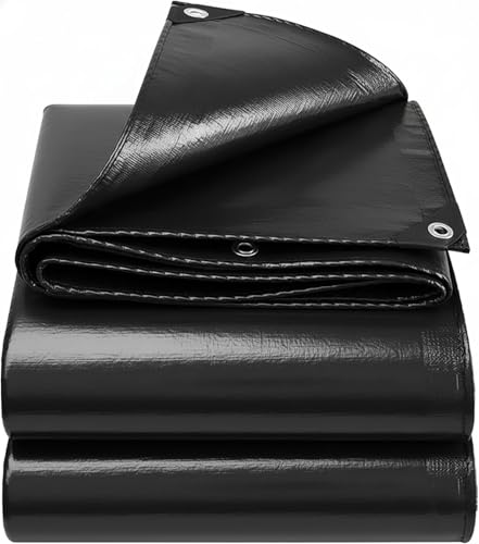 4 x 5 m Tarpaulin Waterproof and Resistant Polyethylene 130 g/m² – Black – Anti-UV and Frost Resistant – with Reinforced Metal Eyelets – Multipurpose for Garden, Camping, Furniture, Cars