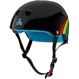 Triple Eight THE Certified Sweatsaver Helmet for Skateboarding, BMX, and Roller Skating, Rainbow Sparkle Black, X-Small / Small