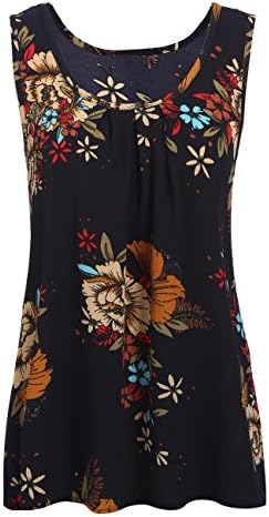 Art 90s Women's Floral Print Sleeveless Loose Casual Flowy Tunic Tank Top