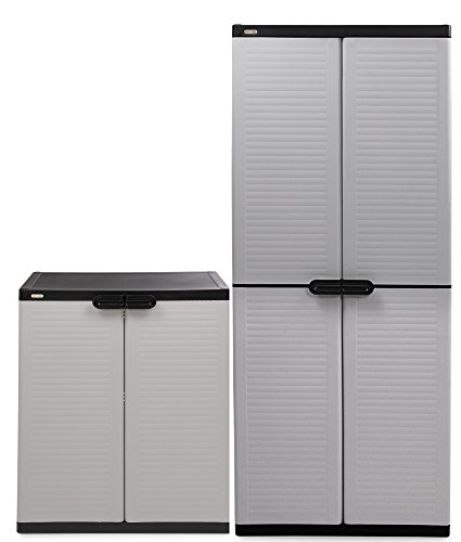 2er Set Kunststoffschrank und Beistellschrank Ondis24 Universalschrank