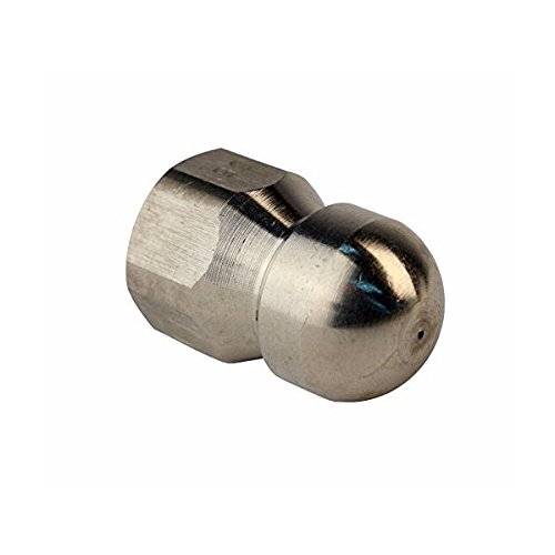 MTM Hydro Stainless Steel Button Nose 3/8" Female 6.5 Orifice Laser Fixed Sewer Jetter Nozzle 4000 PSI