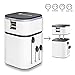 Travel Adapter, Universal Travel Plug with Dual 3.2A USB Ports US to UK EU AU All in One Worldwide Travel Power Adapter Safety Fuse Protection Adaptor International AC Wall Charger (White Color)