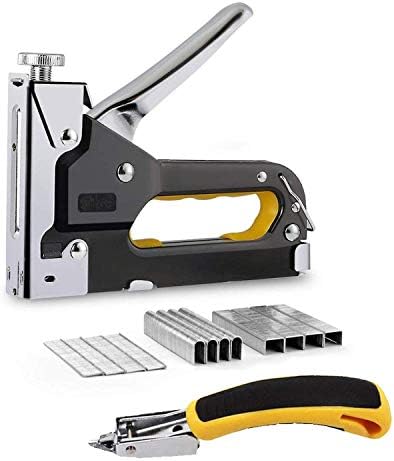 Ninevr Heavy Duty Staple Gun for Upholstery, Construction, Furniture, Boxes, Cardboard, and DIY Projects, Strong Manual Stapling with Adjustable Pressure for Rivet Frame Nails