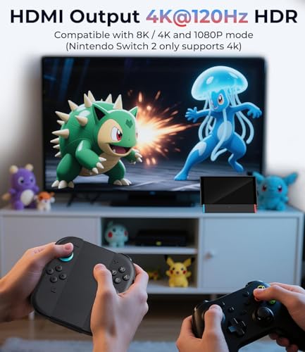 LBOYLOVE® TV Dock Station for Nintendo Switch 2 (2025) – 4K@120Hz, Gigabit Ethernet, Portable Charger with HDMI/Type-C/USB Ports