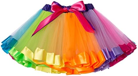 JiaDuo Girls Layered Rainbow Tutu Skirt Bow Dance Ruffle