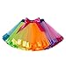 JiaDuo Girls Layered Rainbow Tutu Skirt Bow Dance Ruffle,Rainbows,Large/4-6 Years