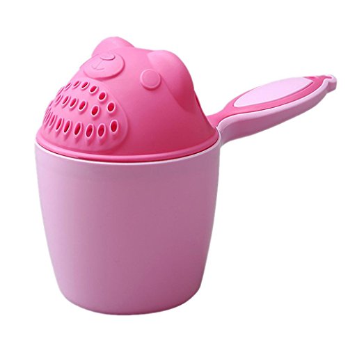 Corsion Baby Bath Set - Infant Waterfall Tear-Free Rinser Rinse Cup Cartoon Child Cup (pink)