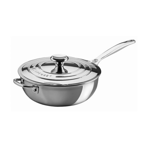 Le Creuset 3.5 qt. Stainless Steel Saucier Pan with Lid and Helper