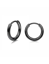 Milacolato - 5 pares de aros de acero inoxidable para cartílago de la nariz, lengua, cuerpo, 0.315-0.630 in