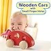 Hape Wooden Cars Infant Toys Wooden Toy Cars Airplane Truck and Helicopter Baby Wooden Toys, Tummy Time Push Toys Wooden Toddler Toys (4 Vehicles)