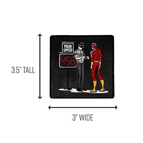 'Speed Trap' Funny Parody Super Hero Getting Speeding Ticket - Iron on Embroidered Patch Applique