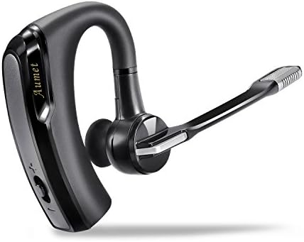 Bluetooth Headset, Aumet Wireless Earpieces Headphones with Mic – Lightweight and Noise Reduction Bluetooth Earbuds Earphones for Cell Phone [Upgraded Version]
