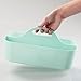 mDesign Plastic Divided Art and Craft Storage Organizer Caddy Tote Bin with Handle for Home Office and Living Room - Holds Pencils, Crayons, Sewing Supplies - Lumiere Collection, Mint Green