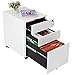SONGMICS Steel File Cabinet 3 Drawer with Lock Mobile Pedestal Under Desk Fully Assembled Except Casters White UOFC60WT