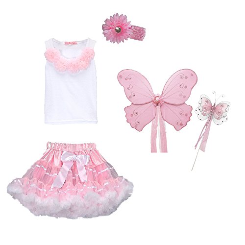 Fairy Princess Costume Wings, Wand, Tutu, Top, Halloween Dress Up