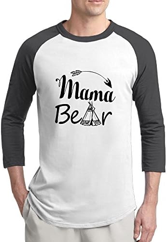 Pingquchan Mama Bear Mens 3/4 Raglan Sleeve Athletic Shirts Casual Tees For Men Baseball T-Shirt S Black