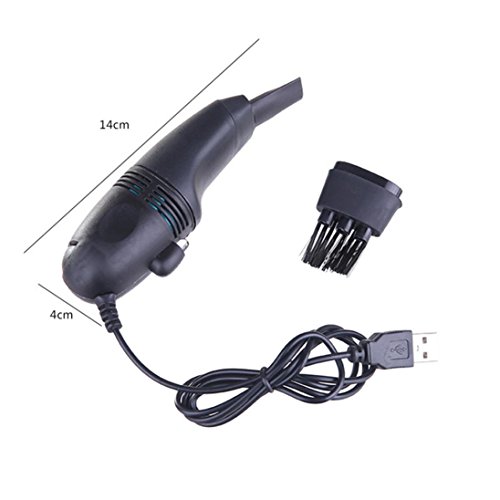 Lotus.Flower Portable Mini Computer Vacuum USB Keyboard Cleaner PC Laptop Brush Dust Cleaning Kit for Keyboard, Printer, Camera Equipment, Audio-Visual Equipment,Office Electronic Equipment (Black) - Thumbnail 4