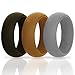 Men's Silicone Wedding Ring Bands - 3 Ring Pack - Black, Grey, Yellow - 8.4mm Wide (2mm Thick)
