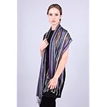 (4 COLORS) Multicolor Shimmer Metallic Stripe Scarf, Women's Lightweight Jewel Pashmina Tassel Shawl (4 COLORS) Multicolor Shimmer Metallic Stripe Scarf, Women's Lightweight Jewel Pashmina Tassel Shawl