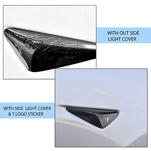 CoolKo Car Front Side Signal Turn Lamp Cover Trim Exterior Decoration Compatible with Model X, S, 3 [ Carbon Fiber Pattern - Silver Stickers] - Thumbnail 7