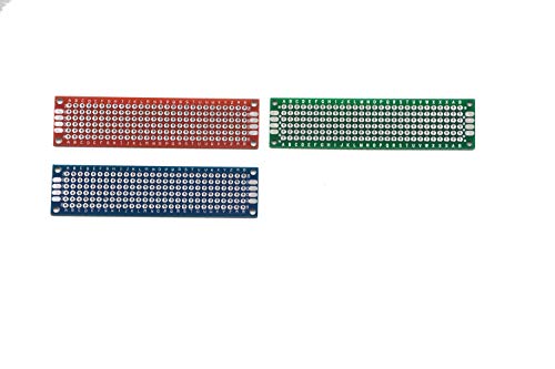 LAMPVPATH (Pack of 12) PCB Prototype Board, Double Sided PCB Proto board For DIY Solder Breadboard, 3 Different Size Universal Printed Circuit Board- (Color of Red, Green, Blue)