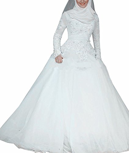 Emmani Women's Muslim Style Bride Wedding Dresses White