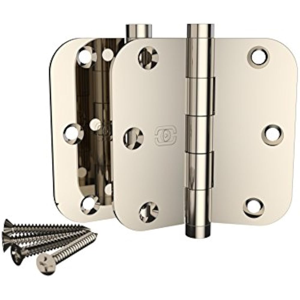 3 Pack OMNIA 1/2 X Extruded Solid Brass Door Hinge 5/8" Corner Button