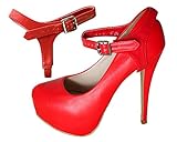 Detachable Shoe Straps - to hold loose high heeled shoes (Red)