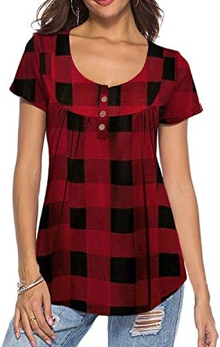 KISSMODALadies Pleated Tunic Tops for Women Buttons up Long Sleeve Shirts Floral Print