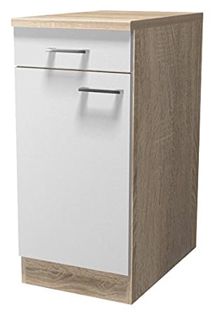 Flex Well 00007606 Unterschrank Samoa weiß, Sonoma Eiche 40 x 85 x 60 cm