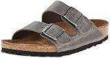 Birkenstock Unisex Shoes Arizona Soft Footbed Flat, Iron Oiled Leather, 38 M EU