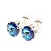 925 Sterling-silver stud earrings expertly made with Bermuda Blue crystal from SWAROVSKI for Women.