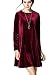 K&S Women's Gold Velvet Long Sleeve Flare Loose Short Dress (XL, Wine Red)