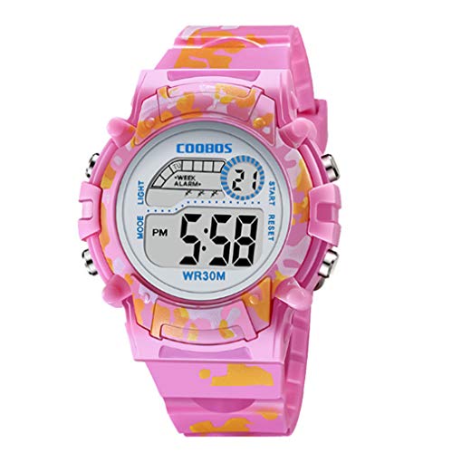 TMROW Sport Watch 7 Colorful LED Lights and Detachable Watchband Kids Watch Sport Camouflage Waterproof Multi Function Digital Wristwatch Outdoor Kids Digital Watch