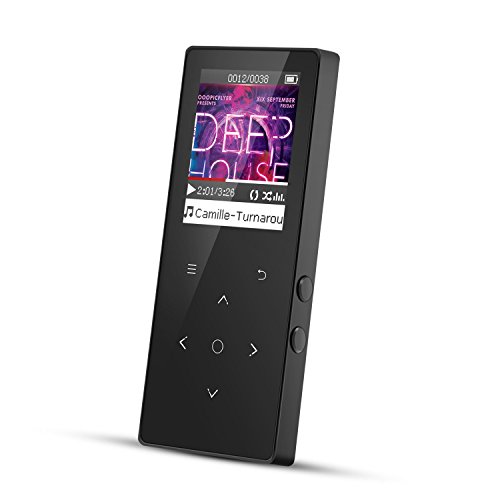 Hommie 8GB Bluetooth 4.0 MP3 Player with Touch Button, FM/ Voice Recorder Lossless Sound Metal Music Player, 1.8 Inch TFT Color Screen, (Support up to 128GB), J2 Black