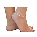 Boosic Gold Tone Disc Anklet Chain Boho Jewelry For Women