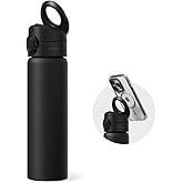RHINOSHIELD AquaStand Magnetic Bottle 23 oz | Stainless Steel Insulated Water Bottle with Straw Lid, Sport Bottle with MagSafe Compatible Handle, Tripod with Adjustable Angles, Leak Proof - Black