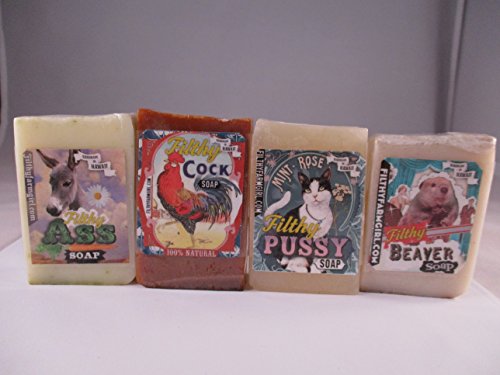Novelty Gift Soap Filthy Pussy Filthy Cock Filthy Ass And Filthy Beaver Variety Pack of 4