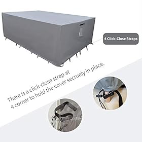 SERHOM Patio Furniture Covers, Waterproof Anti-UV 600D Heavy Duty Durable Table Cover for Outdoor Dining Table, Grey… 41FMO2RoDBL