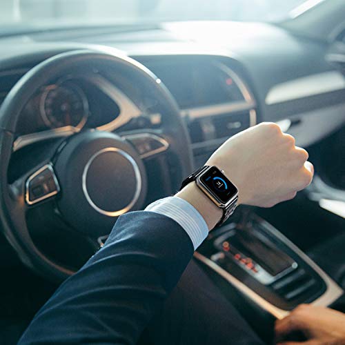 HILIMNY Compatible for Apple Watch Band 42mm 44mm, Classic Men Women Stainless Steel Metal iWatch Strap Replacement Wristbands for Apple Watch Series 1, 2, 3, 4, Black