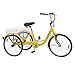 MOPHOTO Adult Tricycle Trike Cruiser Bike Three-Wheeled Bicycle w/Large Basket and Maintenance Tools, Men’s Women’s Cruiser Bicycles, 24 Inch Wheel Size Bike Trike (Yellow, 1-Speed)thumb 3
