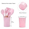 ZCOINS 18+1 PC Silicone Cooking Utensils Set with Wooden Handles & Holder, Kitchen Gadgets, Kitchen Tool Set Gift (Pink)